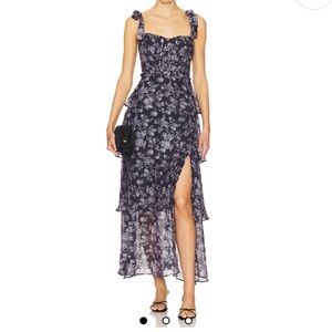 Astr Black and Gray Floral Maxi Dress
